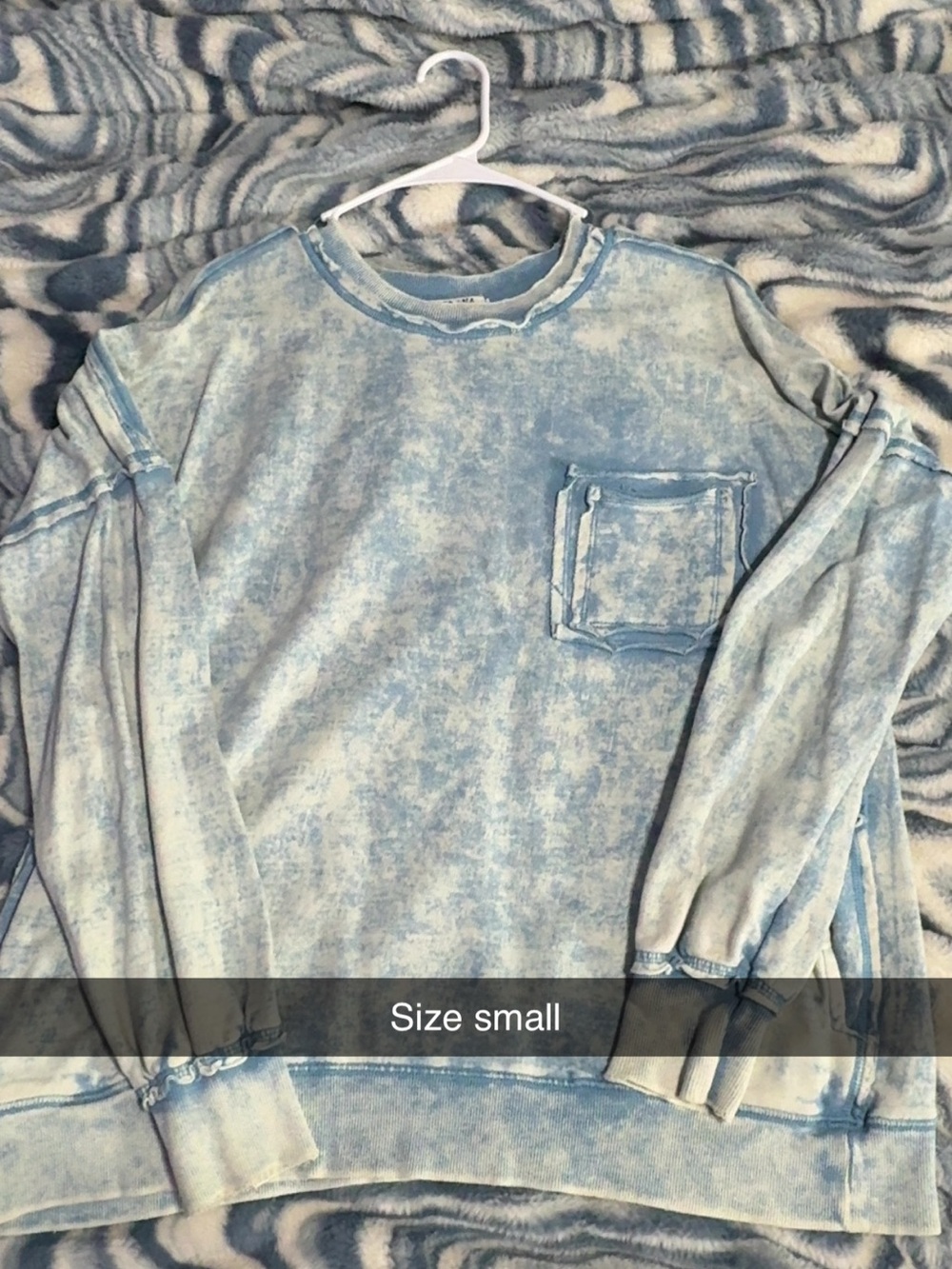 Light Wash Blue Mineral Wash Long Sleeve Top